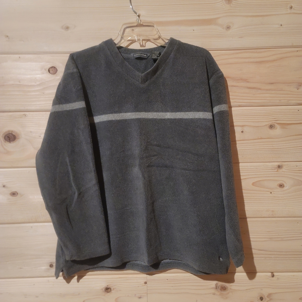 Vintage Quiksilver Gray V-Neck Sweater Size L 24x25.5